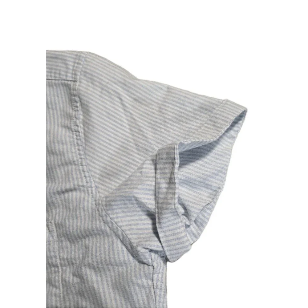J.Crew Button Up Shirt Men’s Small S Blue White Striped Short Sleeve Oxford Slim